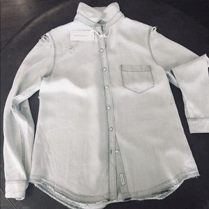 The Blue Shirt Shop Long Sleeve Blue Shredded